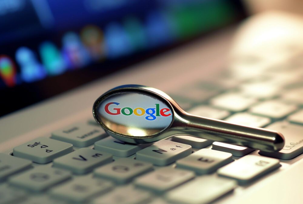 magnifying glass with google logo